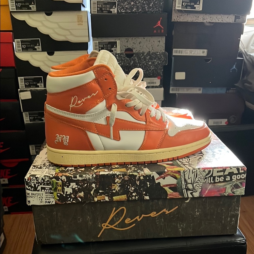 Orange and White Men's Sneakers kool kiy/reves sneaker independent brand IYKYK